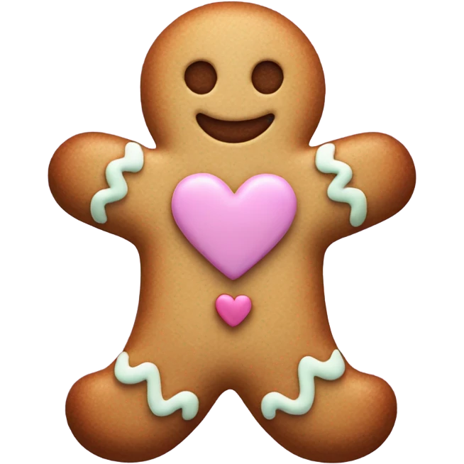 pastel gingerbread man with heart emoji