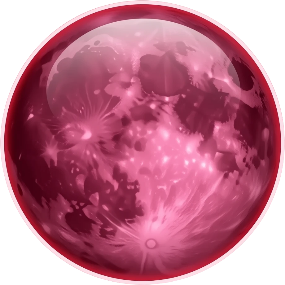 glossy iridescent crimson red fantasy moon marry with glowing neon-red outline emoji