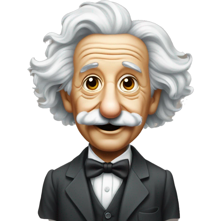 a mischievous looking albert Einstein full body wearing a bow tie emoji