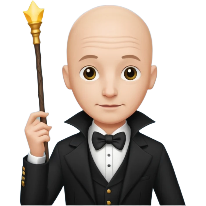 magician with stick   bald  emoji