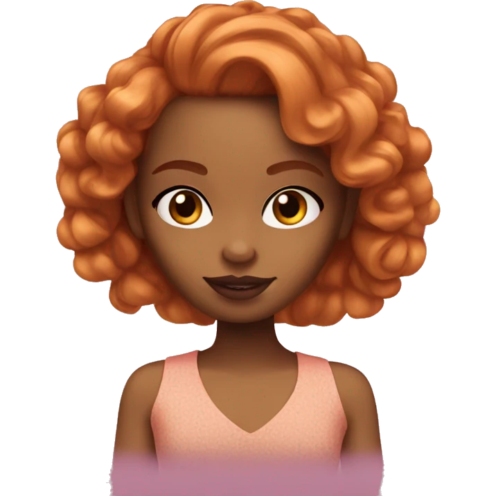 Long Ginger hair brown Skin bratz with black eyes emoji