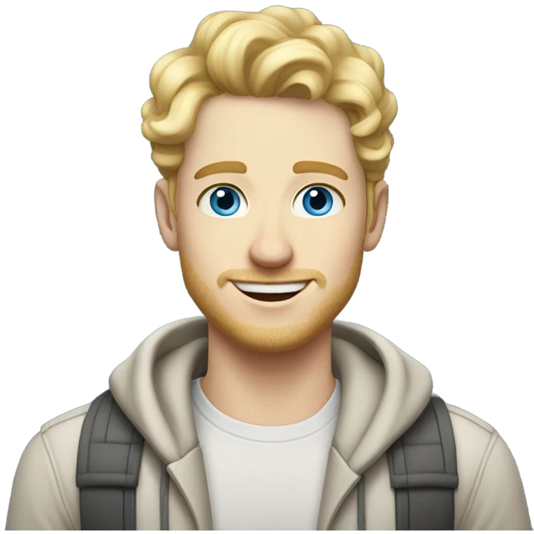 full body light curl blonde 30yo man blue eyed pale skin emoji