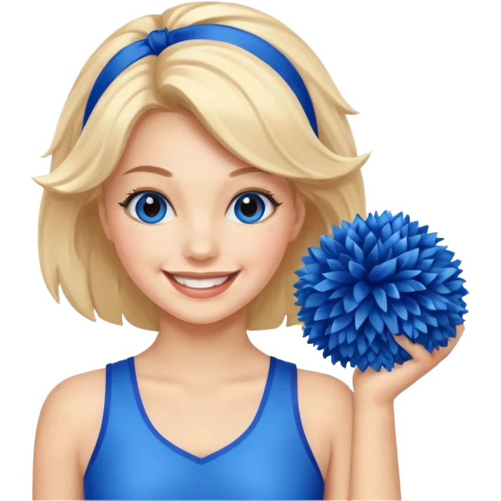 give me a cheerleader with blue pom poms emoji