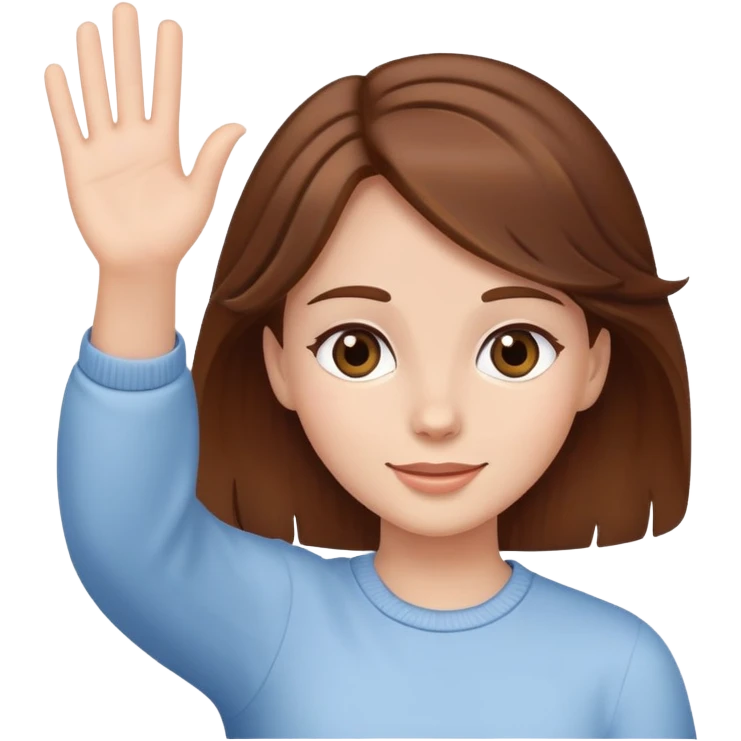 girl with brown hair машет рукой emoji