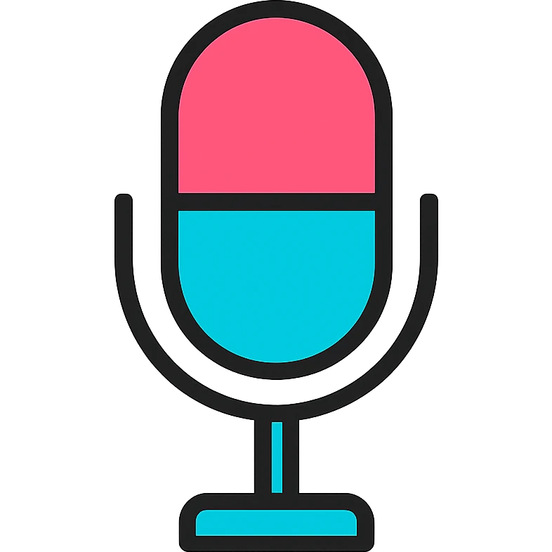microphone, simple, modern, iconic design, lineal color icon with black outlines emoji