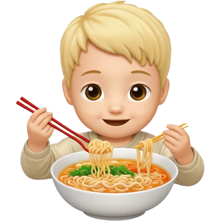 Baby eating ramen emoji