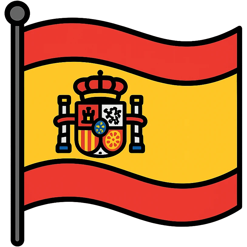 Spanish flag with red and yellow horizontal stripes and coat of arms emoji