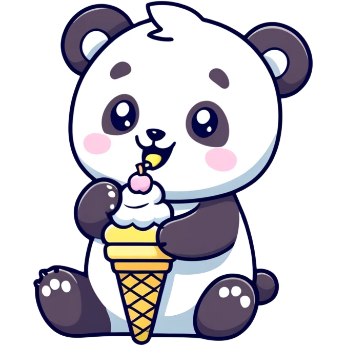 Panda eating ice cream emoji