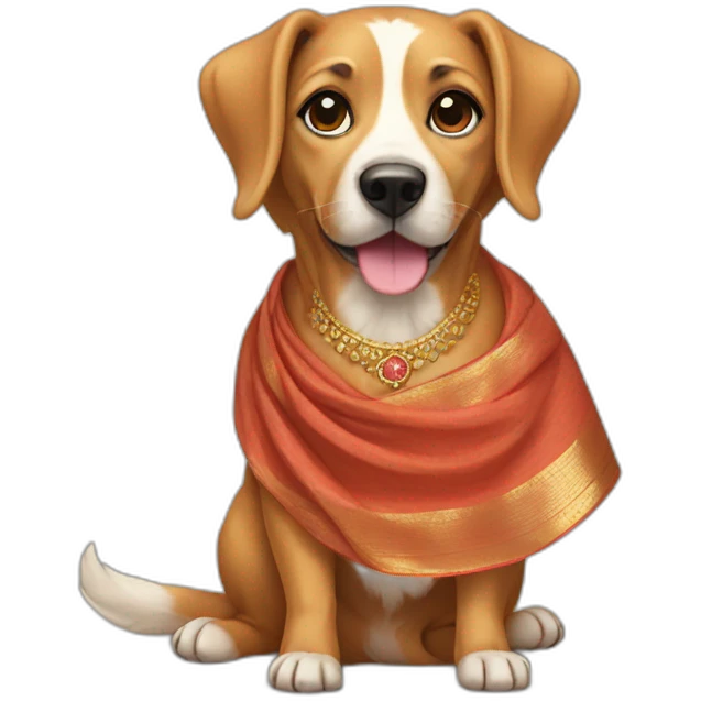 Dog wearing saree emoji