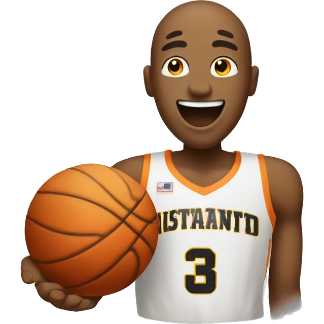 basketball with a happy face and an ok right hand emoji