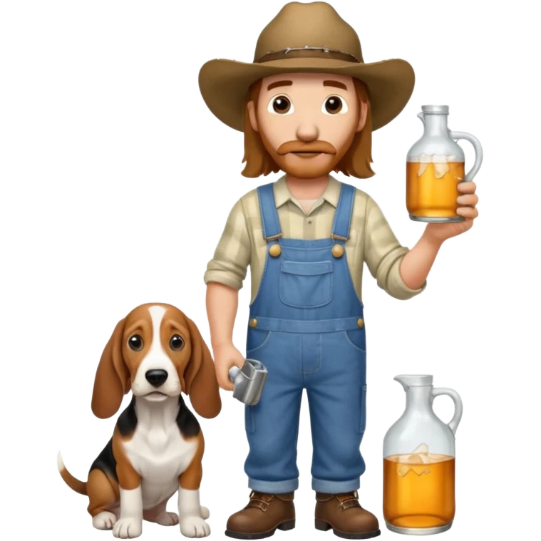 hillbilly half basset hound half man with moonshine and gun emoji emoji