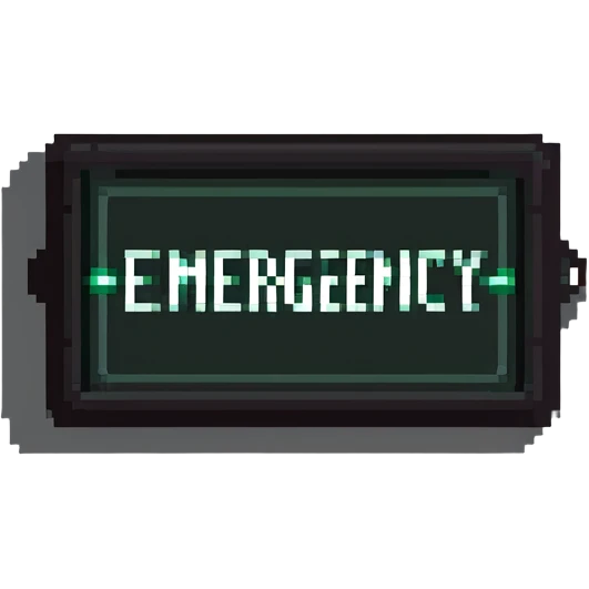 emergency light box with word "emergency -->" emoji
