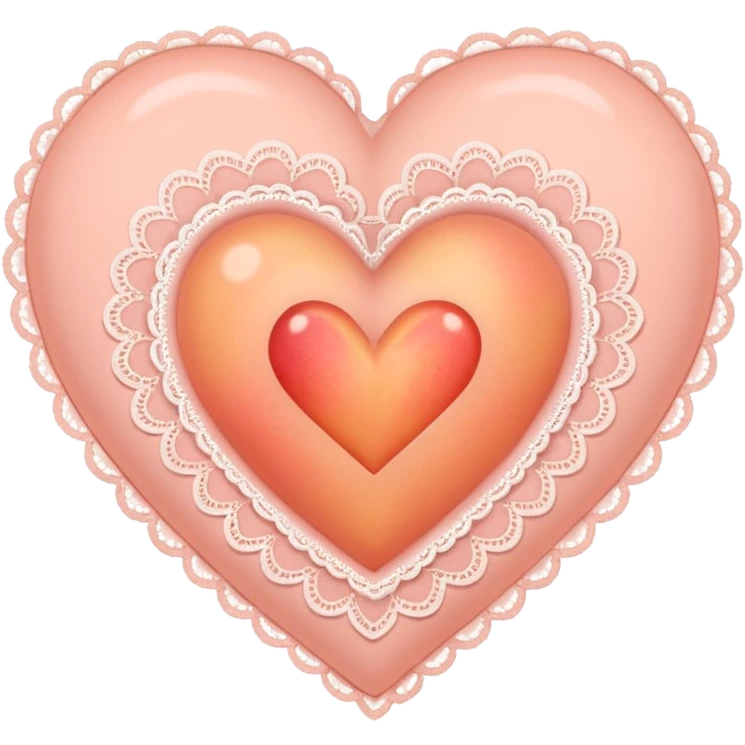 cute baby pink peach colored heart with lace trimming emoji