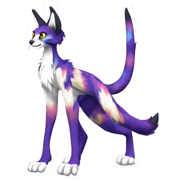 Anthro Epic Edgy Colorful Sergal-Serval-Vernid full body emoji