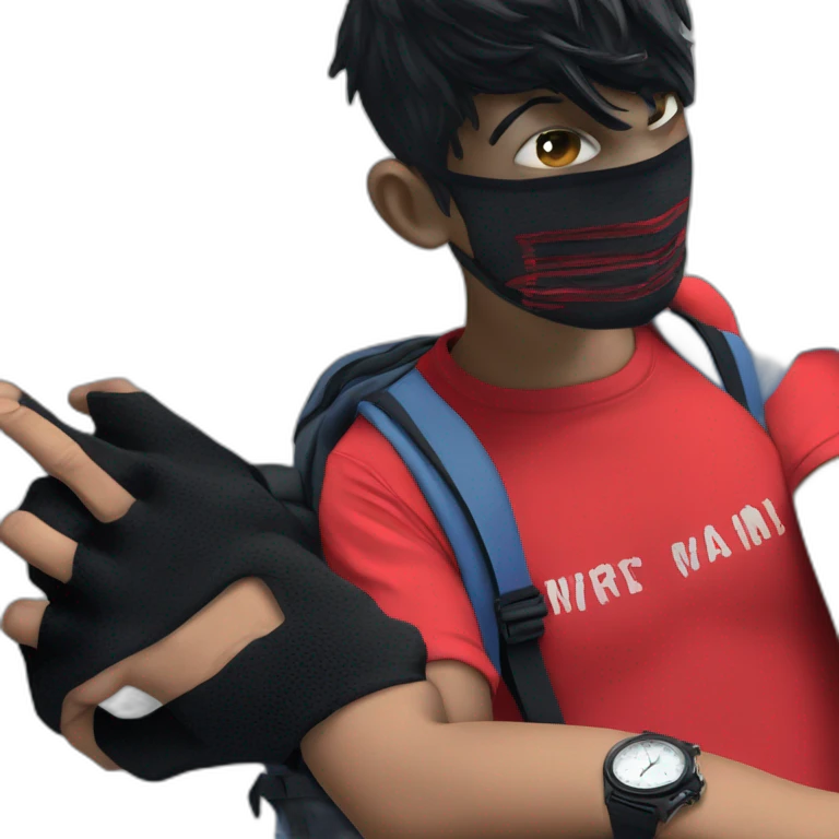 red shirt meme backpack watch emoji