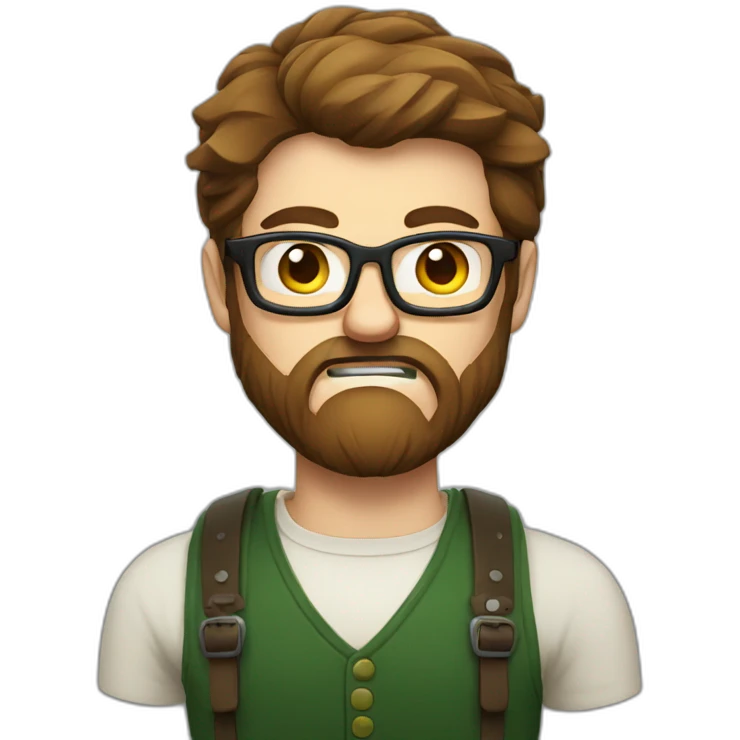 angry bearded irish man with brown hair and glasses emoji
