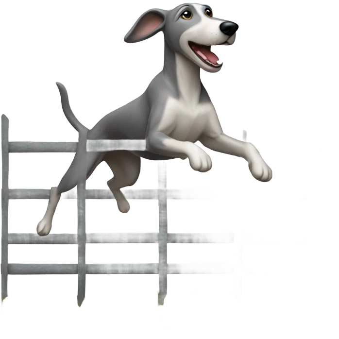 Grey hound jumping a fence emoji