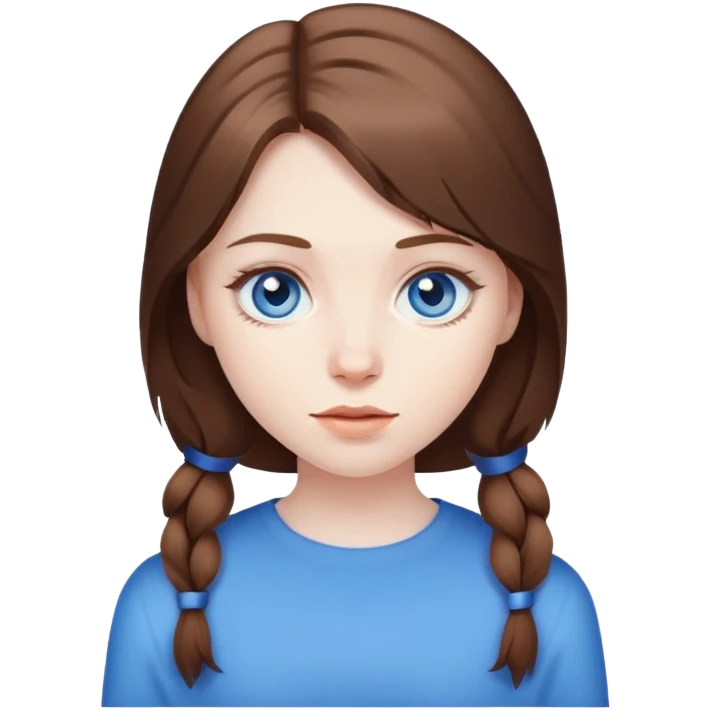 brown haired girl portrait blue eyes  emoji