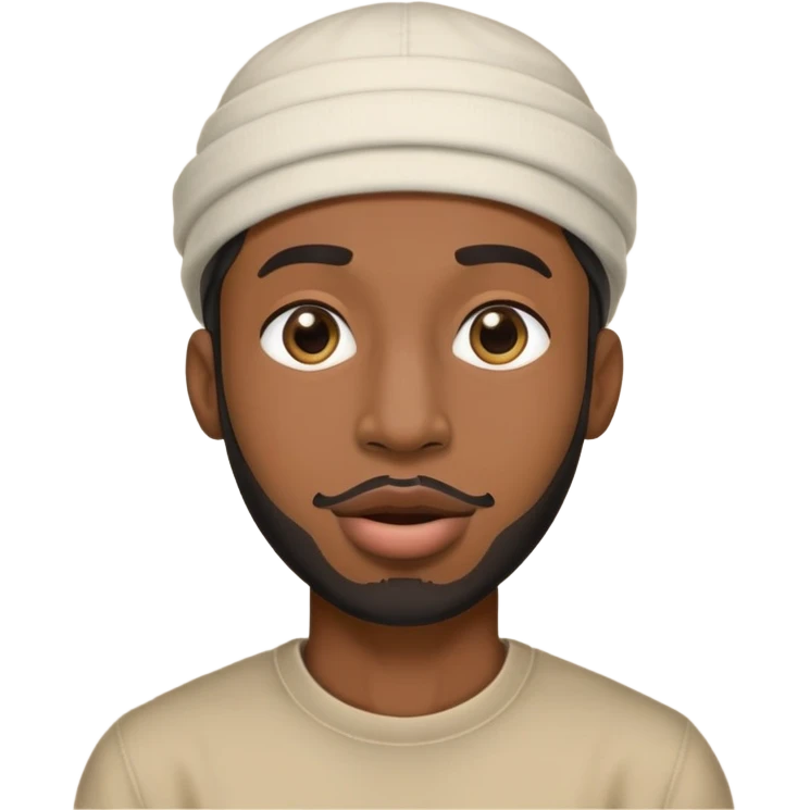 Homem negro com o emoji &$!#% em cima da boca com chapéu de habibi  emoji