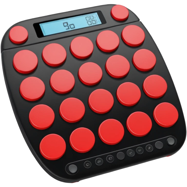 Create a clean, simple emoji of a digital percussion octapad with 6 pads. Flat design, rounded shapes, red and black colors, white background. With this kind of inclination emoji