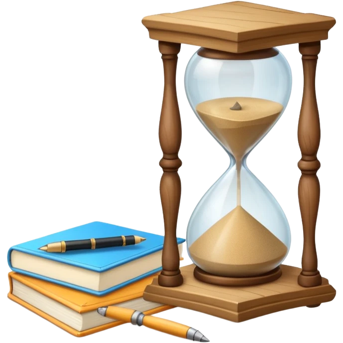 hourglass next to a notebook emoji