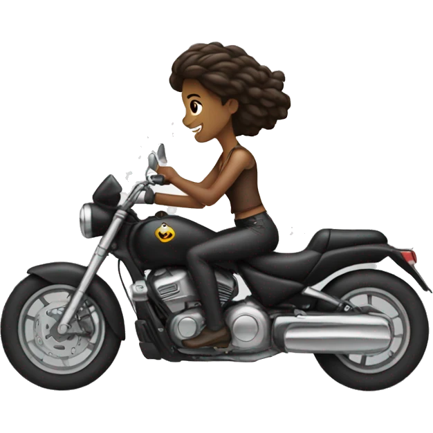 Woman riding motorcycle fast emoji