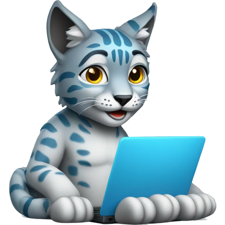 A blue lynx with a laptop emoji