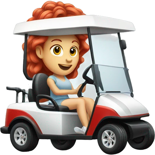 Red hair lady driving golf cart emoji