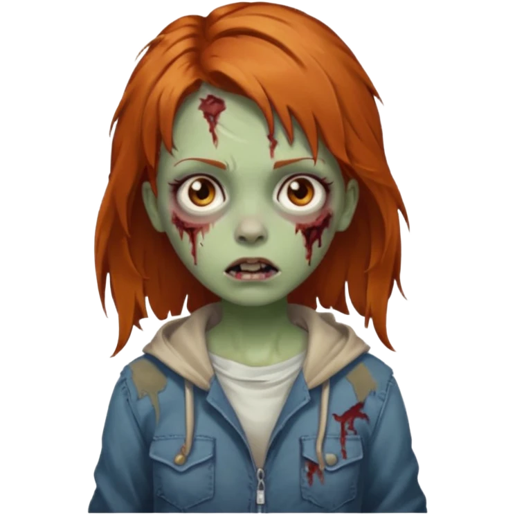 Ginger hair, zombie girl with Brown eyes emoji