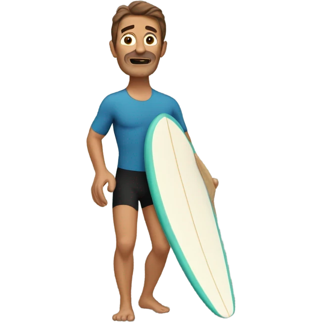 Old brown haired guy surfing in Mexico emoji