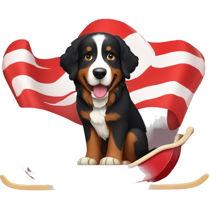 Bernese mountain dog on a red sled emoji