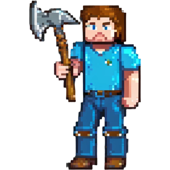 Minecraft character Steve with pickaxe emoji