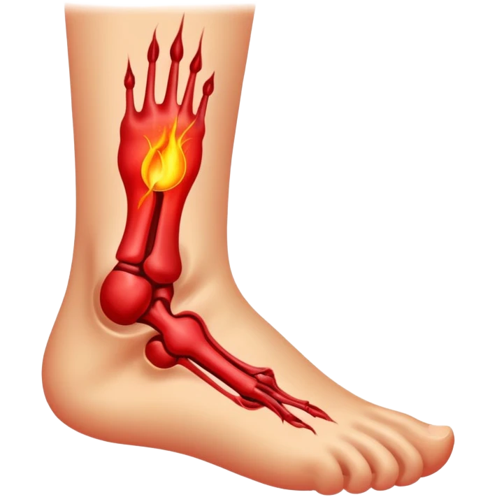 Ankle with visible inflammation and pain symbols emoji