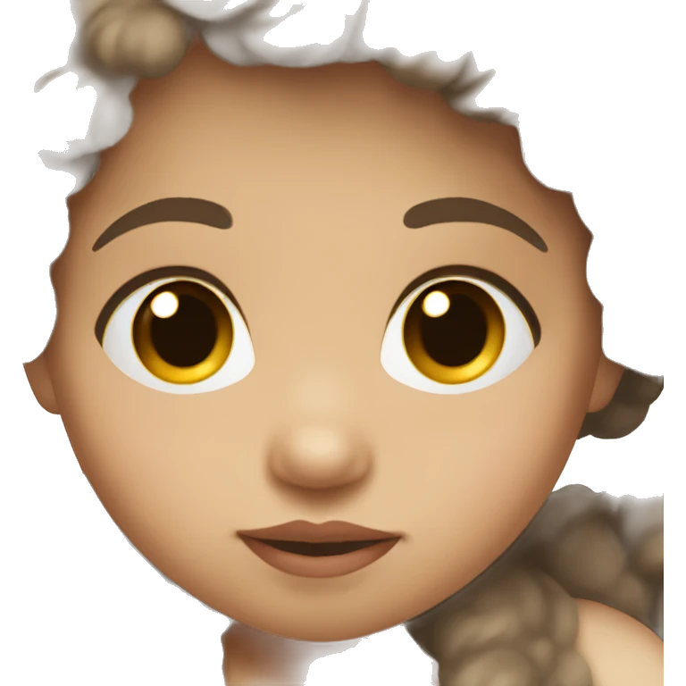 Baby with light skin light brown eyes and lots of dark brown straight hair  emoji