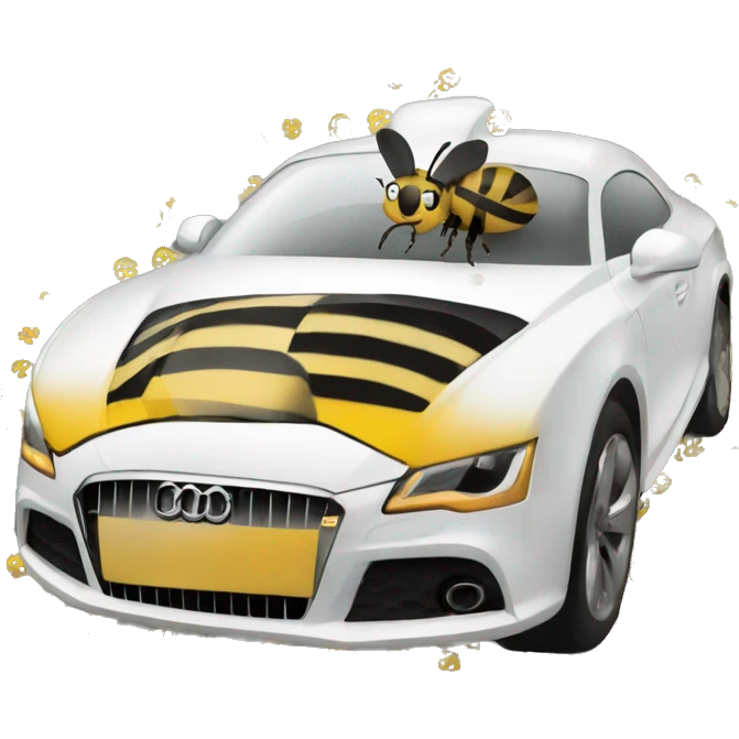 Bee driving a white Audi  emoji