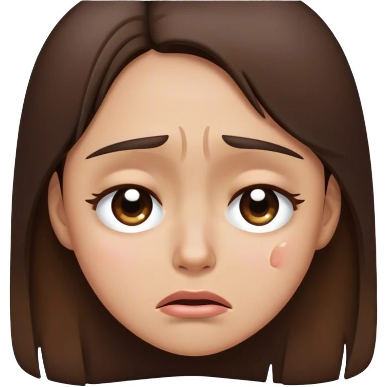 Sad crying face brunette  emoji