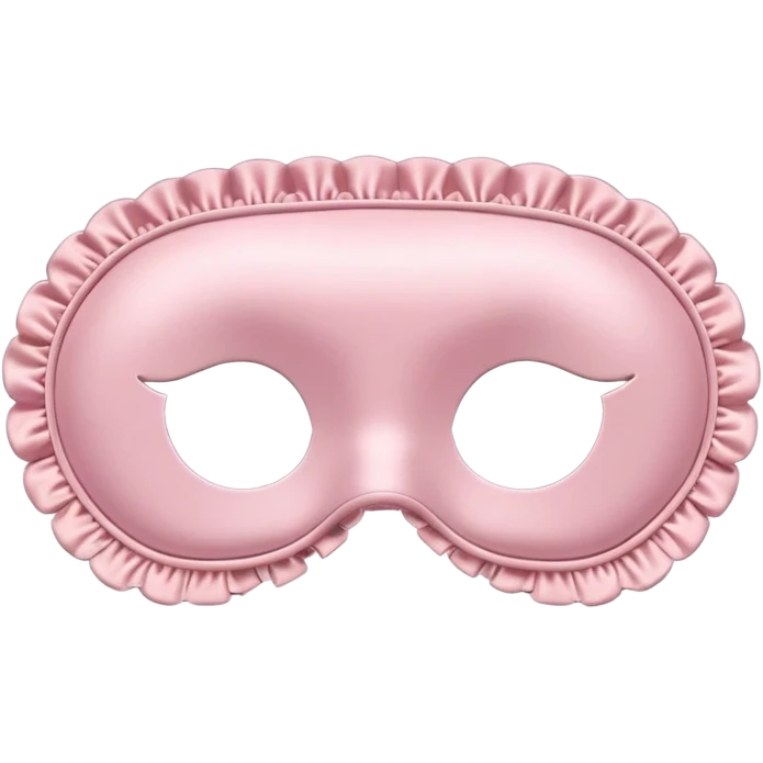 Powder pink sleep mask, satin, frilly, no eyes emoji