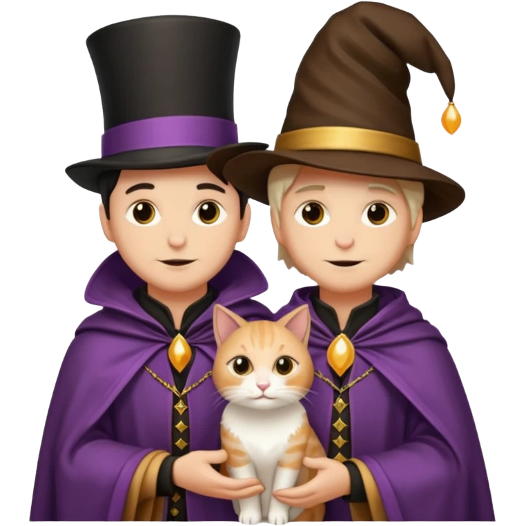 magician couple and their pet cat emoji