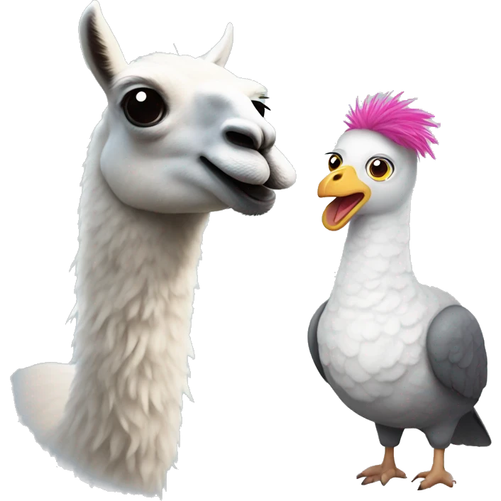 an emoji of a llama and a pigeon emoji
