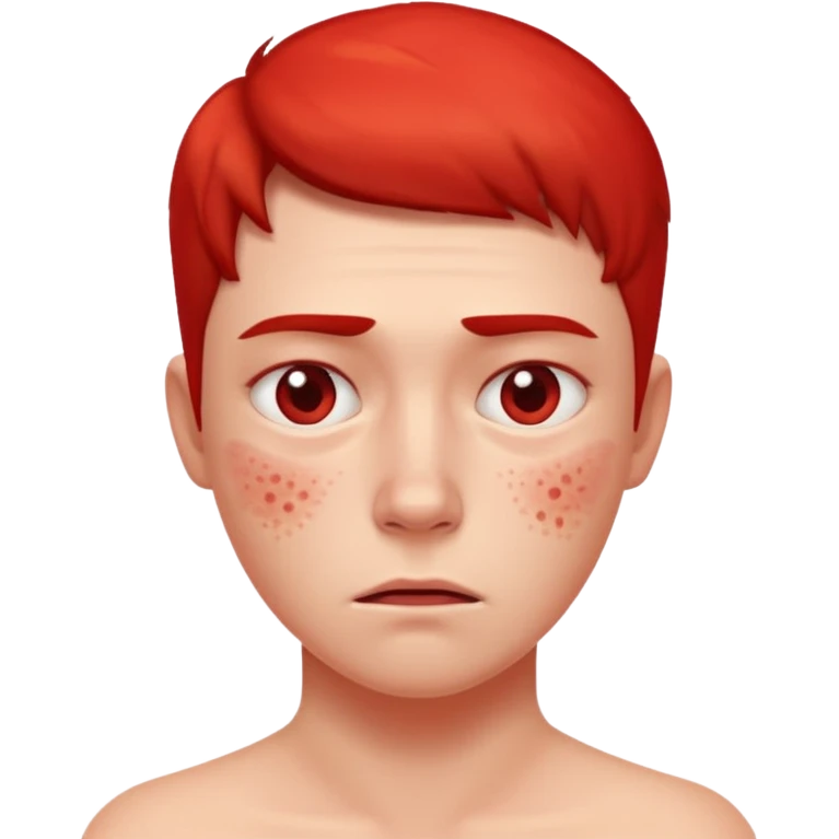 une personne allergique avec des boutons et tout rouge emoji
