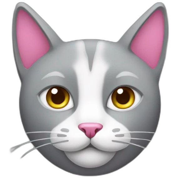 grey cat with a pink nose and white triangle emoji
