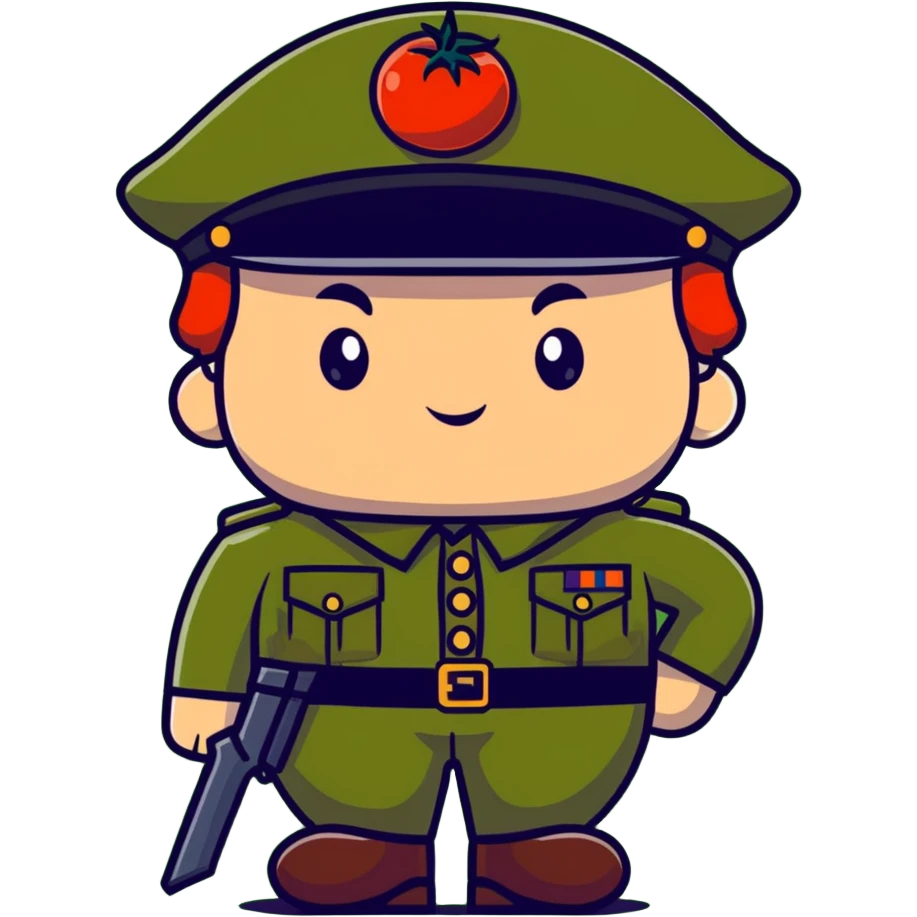 tomato wearing Napoleon Bonaparte's bicorne hat and military officer uniform emoji