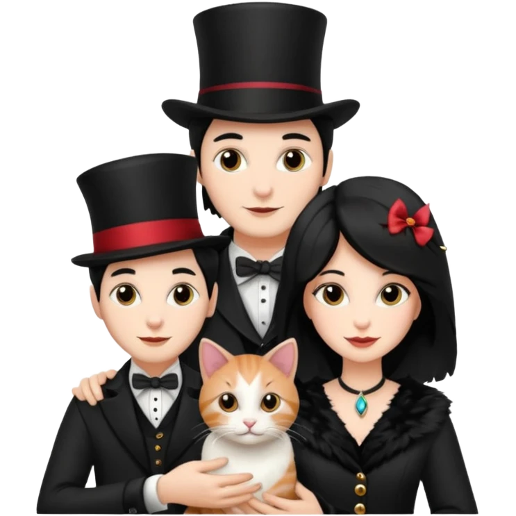 magician couple and their pet cat emoji