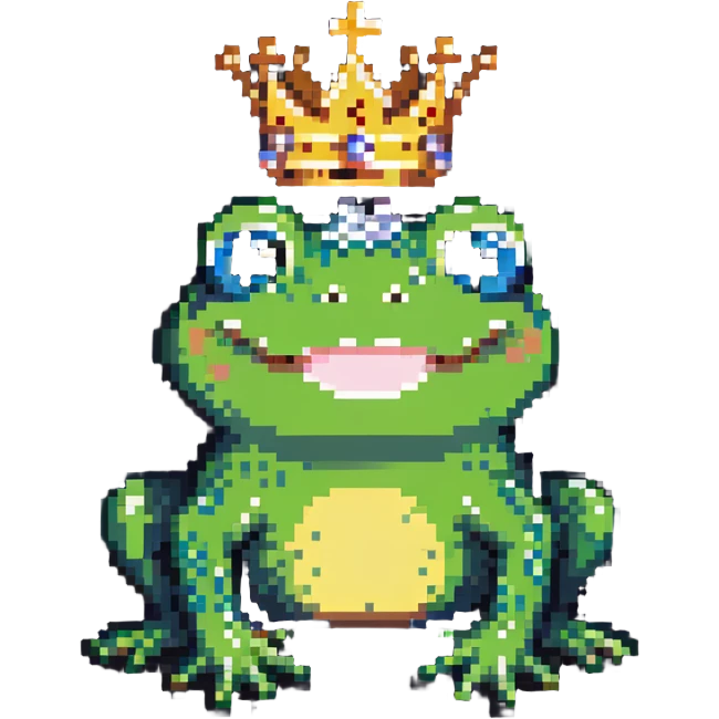 smiling frog with a tiny crown simple and cute emoji