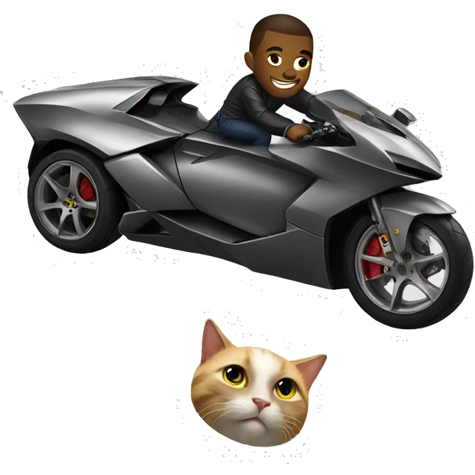 Cat riding Lamborghini  emoji
