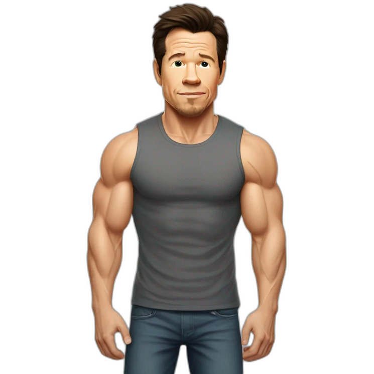 mark wahlberg cartoon wearing muscle tee emoji