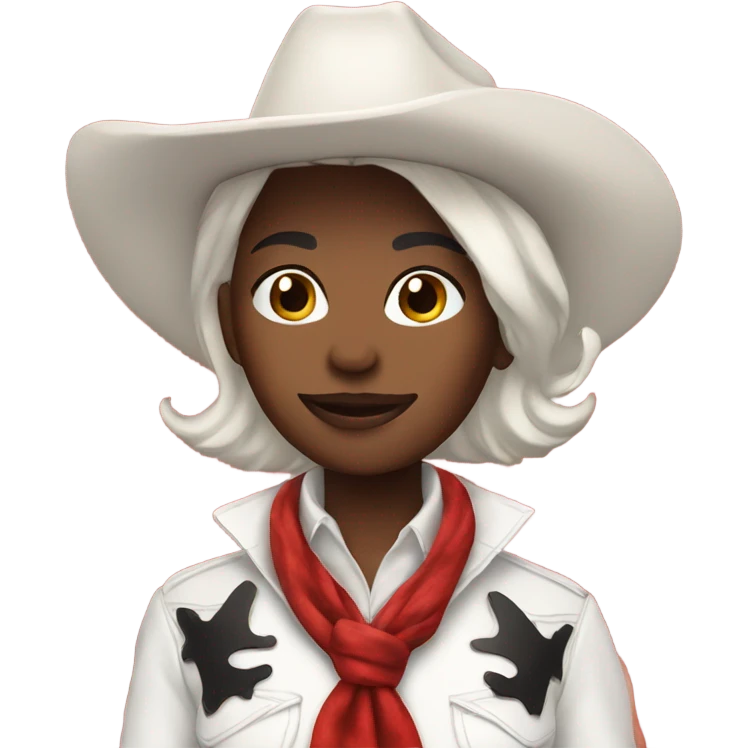 Red cowgirl white short hair Christmas theme  emoji