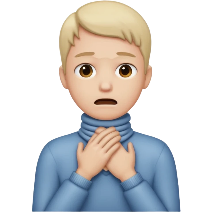 Someone chocking themselves  with their hands around their neck emoji