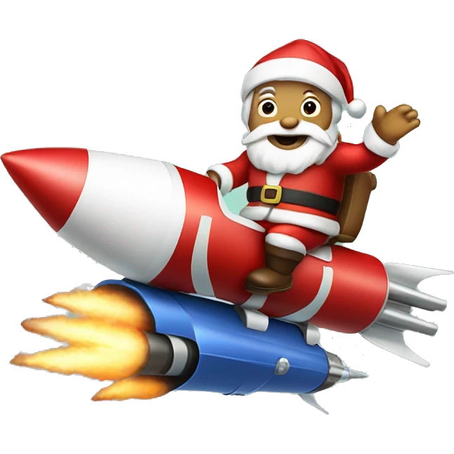 santa on a rocket with reindeers emoji