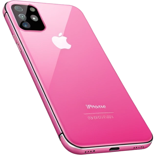  pink  pink iPhone lying flat, sleek modern design, soft reflections, realistic style, minimal background, isolated on transparent background emoji